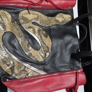Sharif Red and Black Snake Design Women's Bag